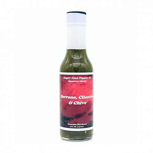 Angry Goat Pepper Co. Serrano, Cilantro, & Chive Gourmet Hot Sauce - 5 ounce bottle