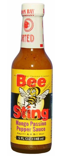 Bee Sting Mango Passion Pepper Sauce Fruity & A Bit Hot - 5 Ounce Bottle