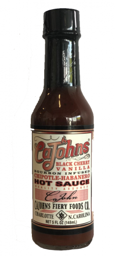 CaJohns Black Cherry Vanilla Bourbon Infused Chipotle Habañero Hot Sauce - 5 Ounce Bottle