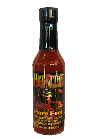 Hellfire Hot Sauce Fiery Fool - The Hottest Sauce In The Universe Without Extract - 5 Ounce Bottle