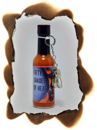 Fifty Shades Of Heat Hot Sauce With Handcuffs Key Chain - 5 Ounce Bottle