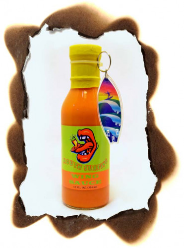 Mouth Surfing Wing Sauce With Surf Board Key Chain - 12 ounce bottle